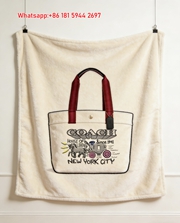 Coach House of Leather NYC Tote Flannel Throw Blanket for Sofa C167